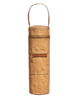 Brown insulated wine tote bag with a strap without background