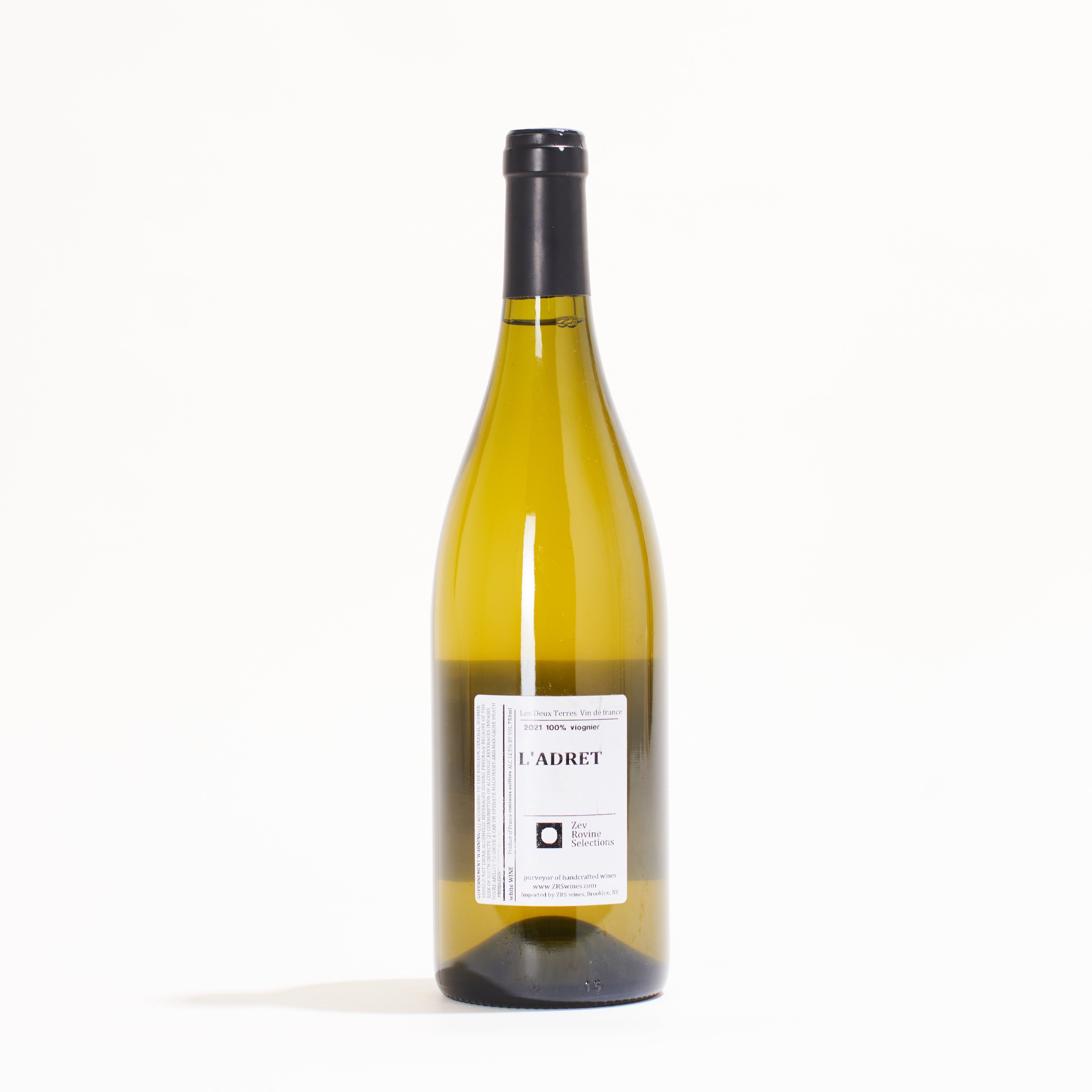 Les Deux Terres L&#39;Adret Viognier natural white wine Ardeche France back label