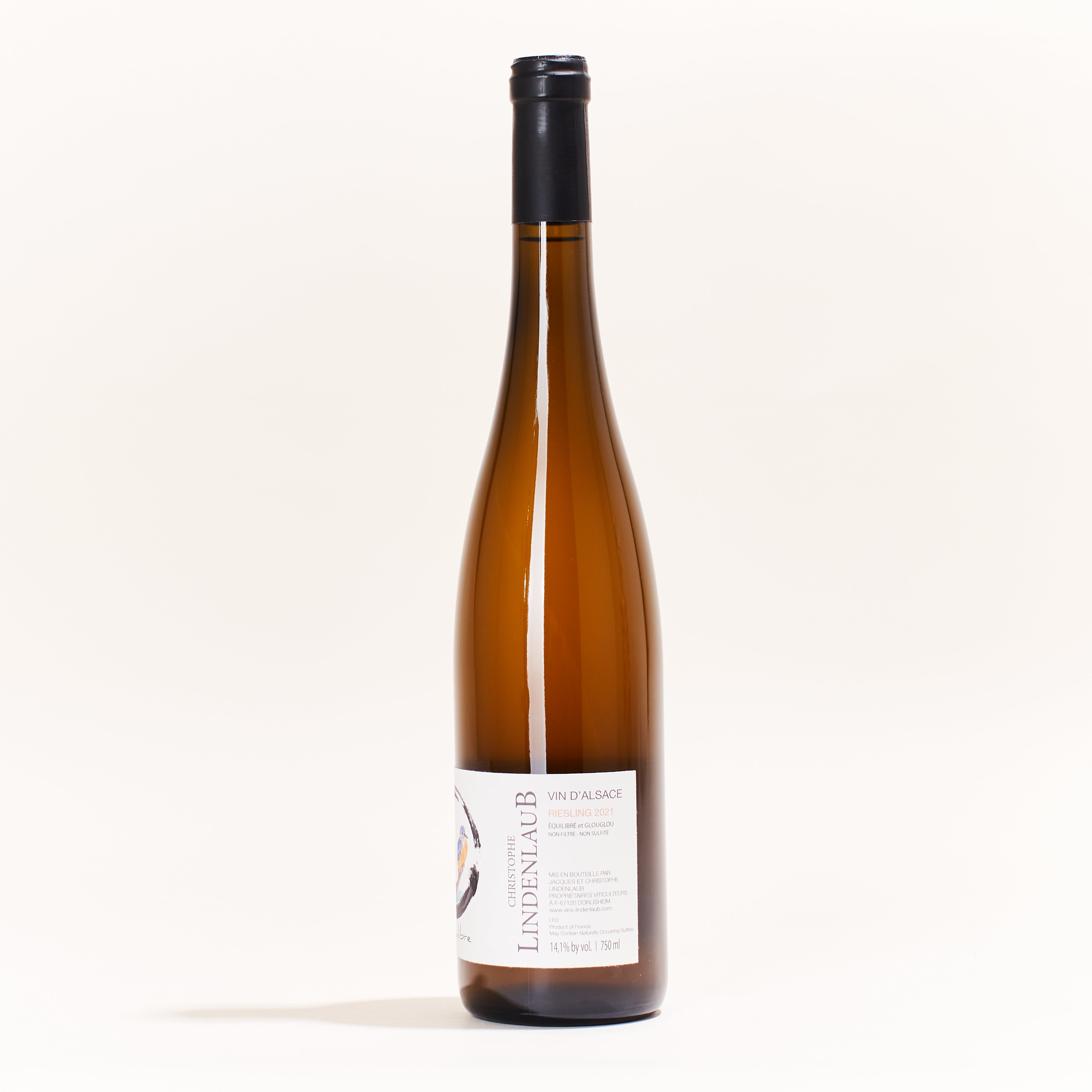 Lindenlaub En Équilibre Riesling natural white wine Alsace France back label