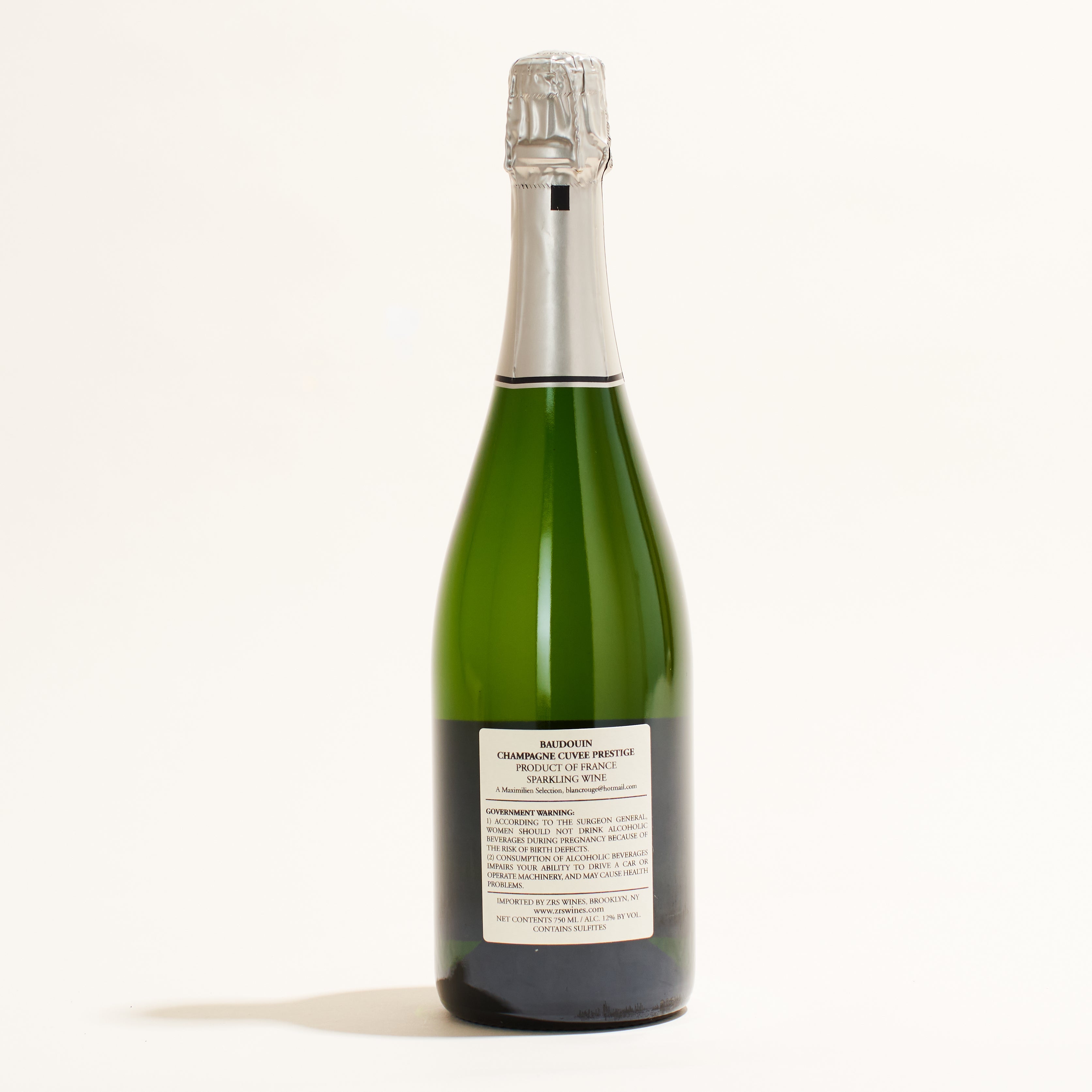 &quot;Cuvée Prestige&quot; Brut Champagne Champagne Baudouin natural sparkling wine Champagne France back