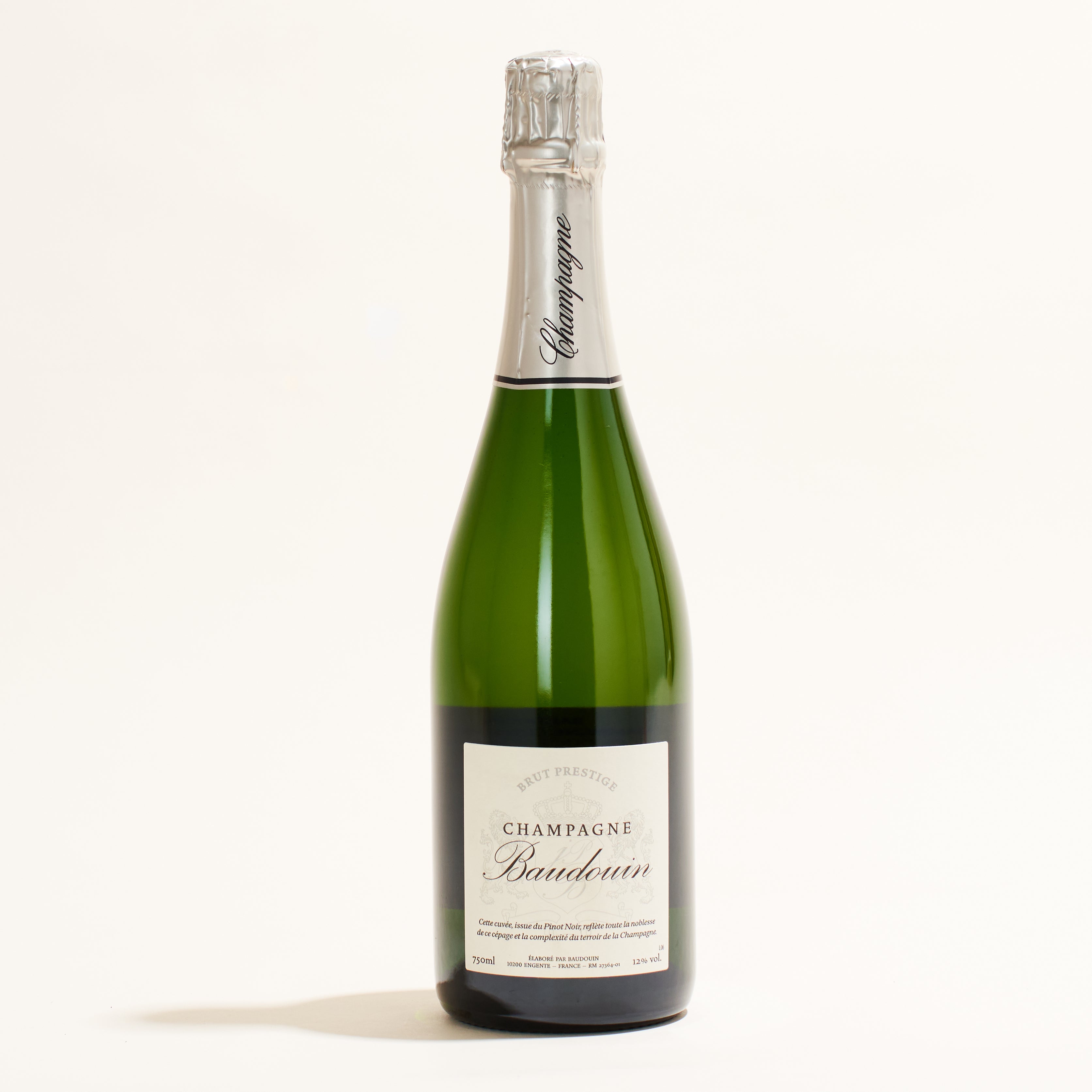 &quot;Cuvée Prestige&quot; Brut Champagne Champagne Baudouin natural sparkling wine Champagne France front