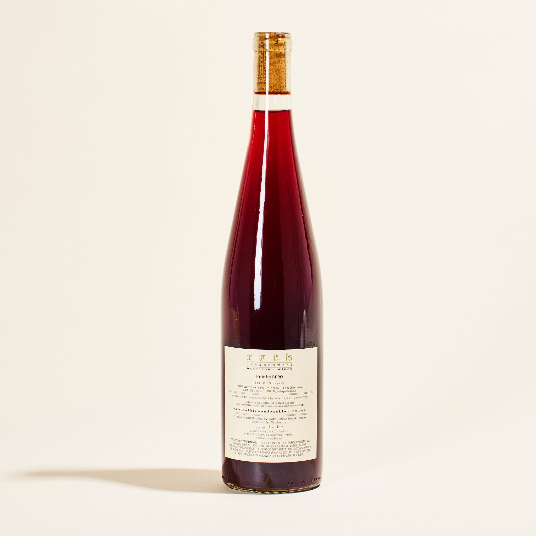 natural red wine bottle feints ruth lewandowski california usa