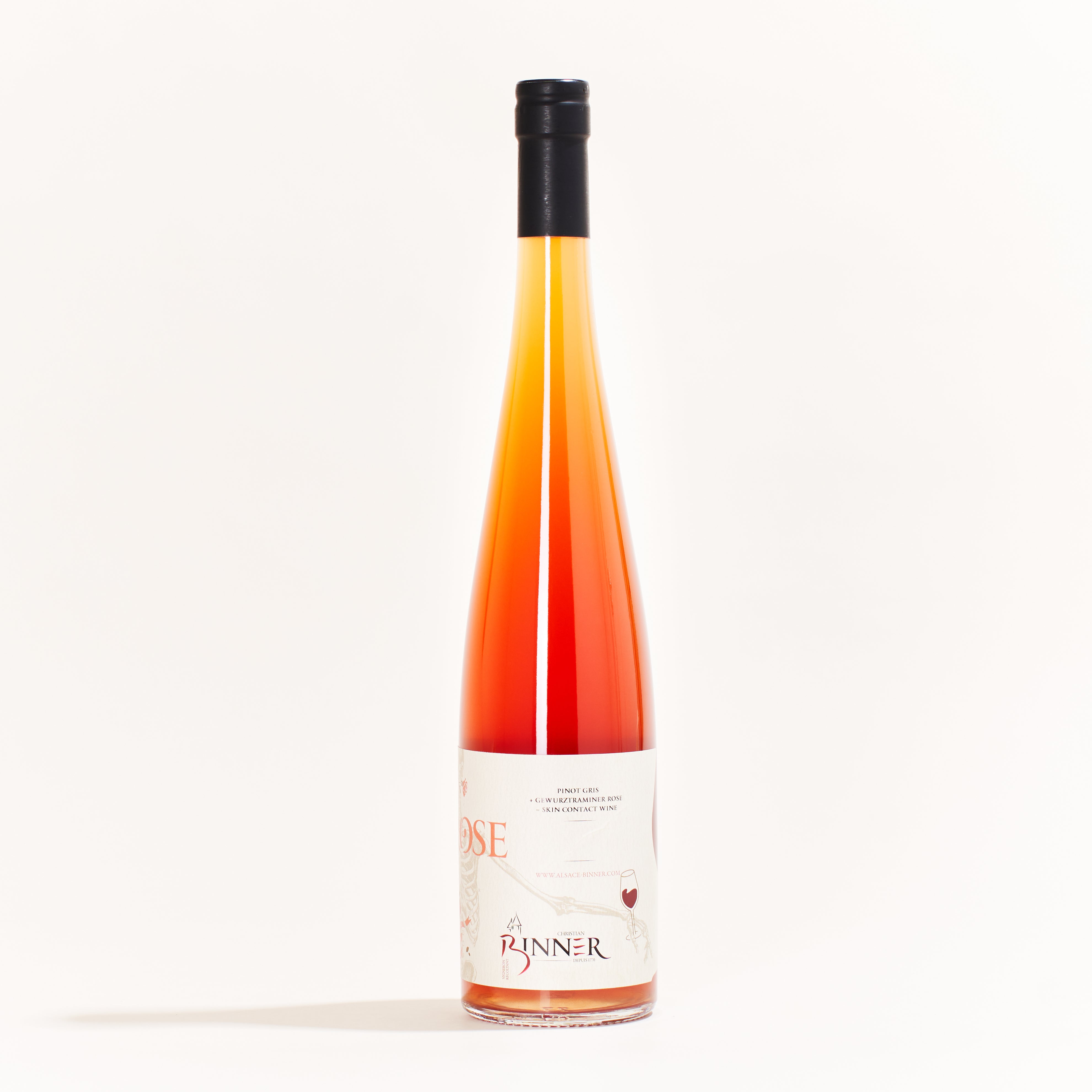 Binner Si Rose Pinot Gris natural orange wine Alsace France side label
