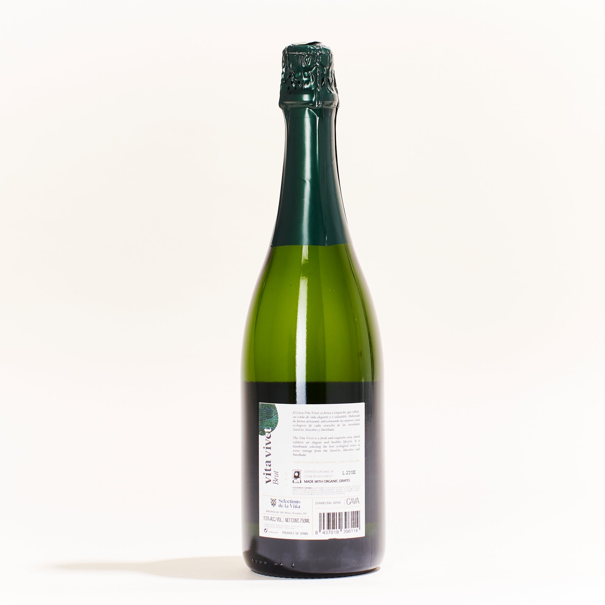 Celler Jan Vidal Vita Vivet Cava Brut Xarel-lo Parellada Macabeo natural sparkling wine Catalonia Spain back label