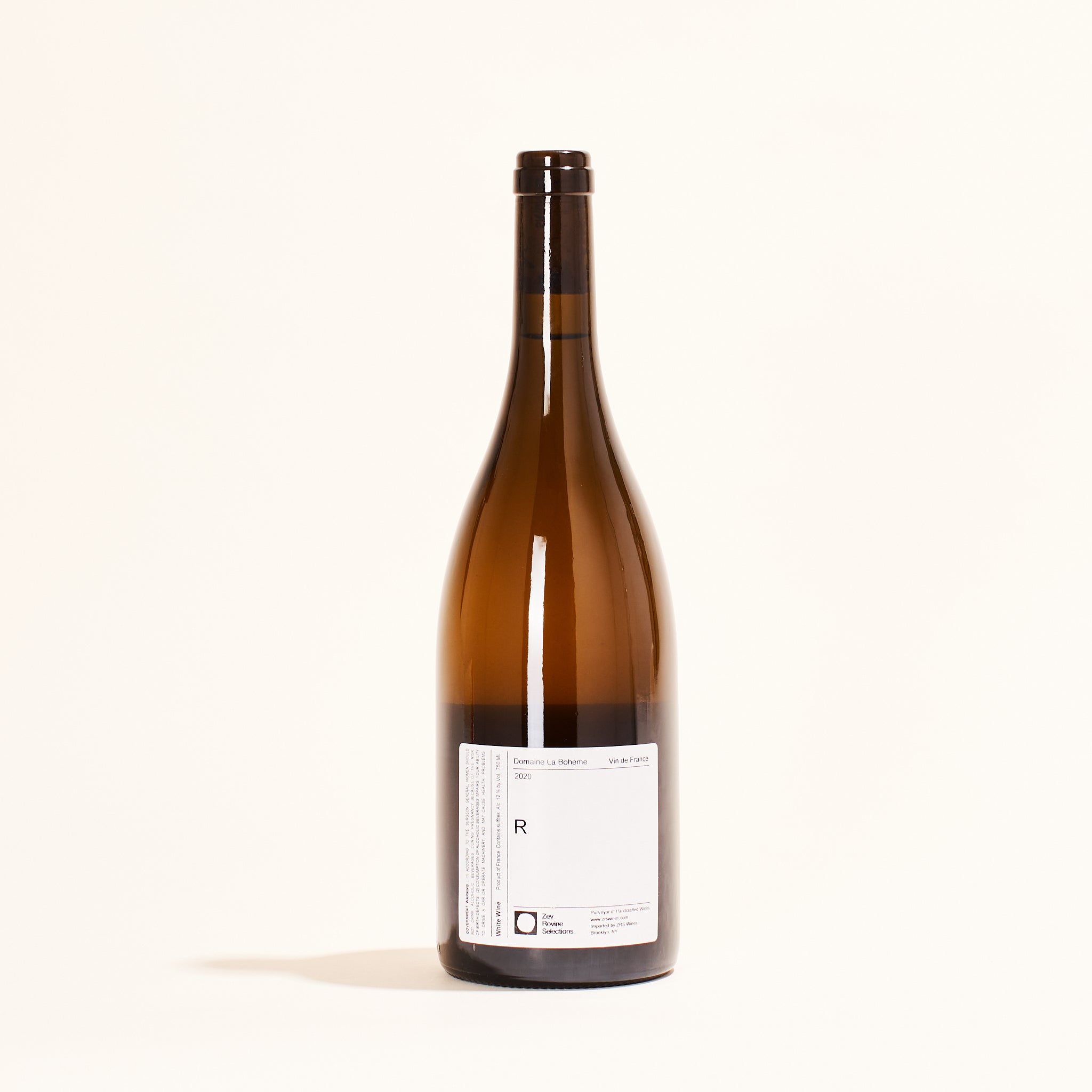 Domaine la Boheme "R" VDF Blanc riesling natural white wine Alsace France back label