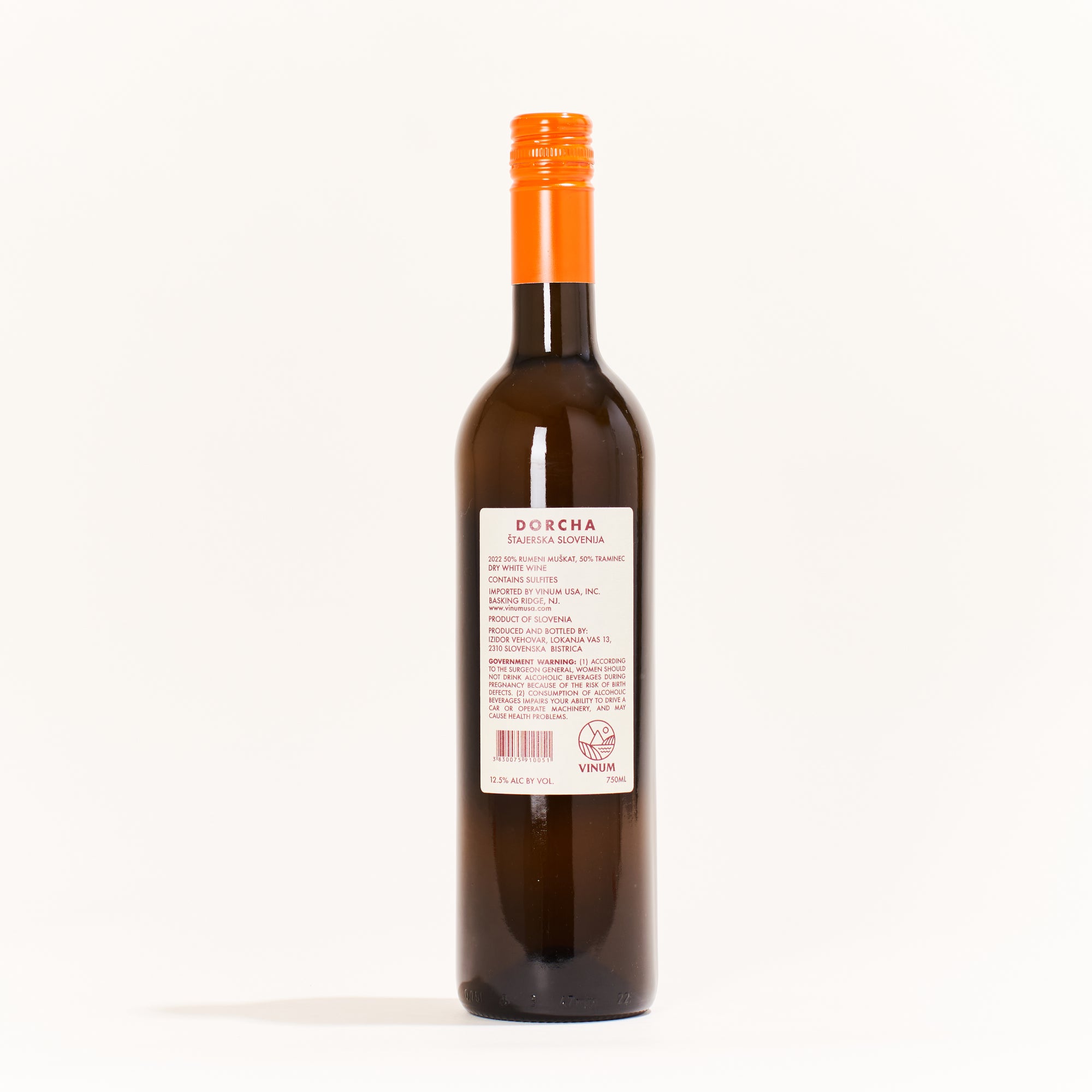 Dorcha Oranzna Gelber Muskateller Traminer natural orangewine Štajerska Slovenia back label