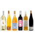 Collection of six wine bottles from Greece with various labels on a white background