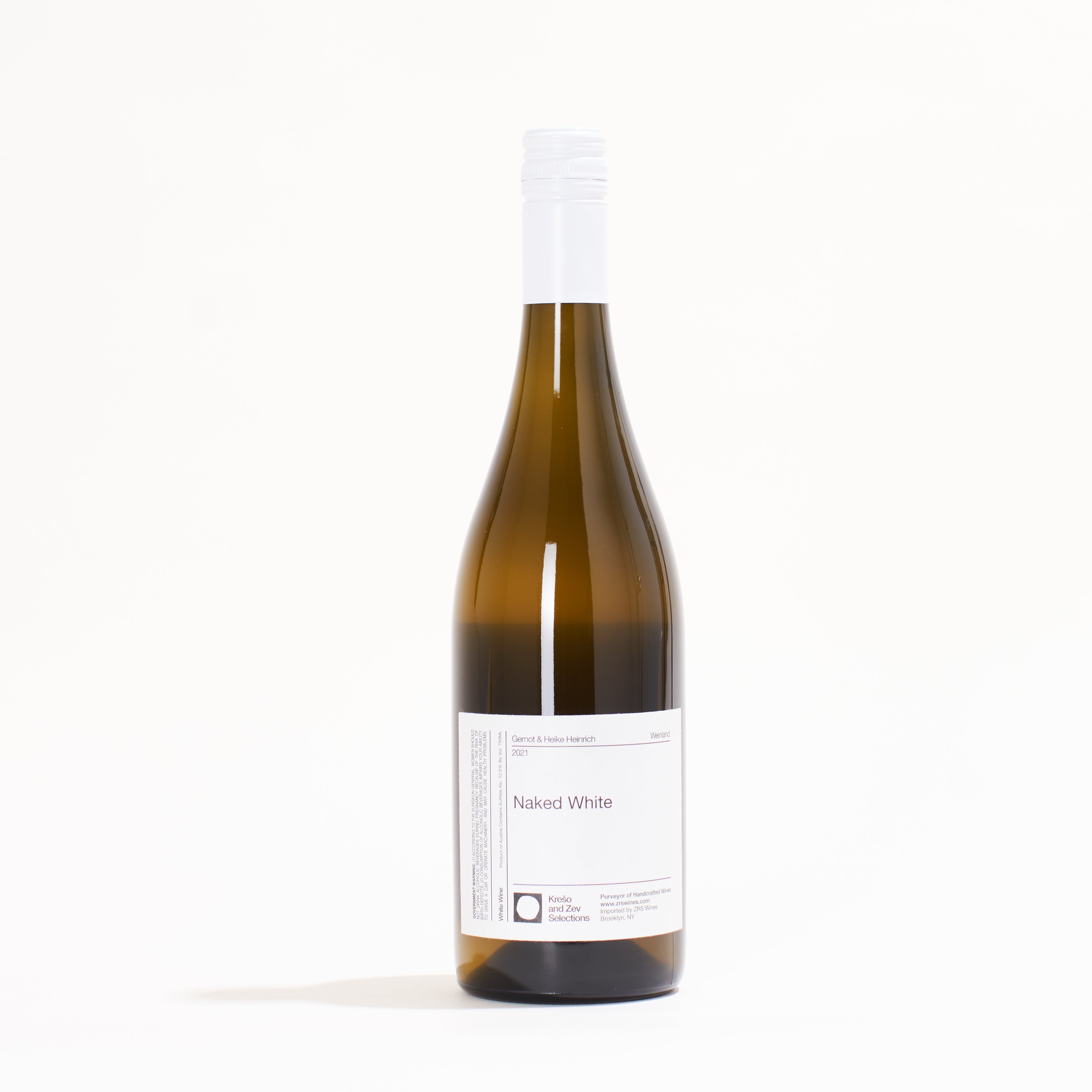 Heinrich Naked White Chardonnay, Pinot Blanc, Pinot Gris, Grüner Veltliner, Welschriesling natural white wine Burgenland Austria back label