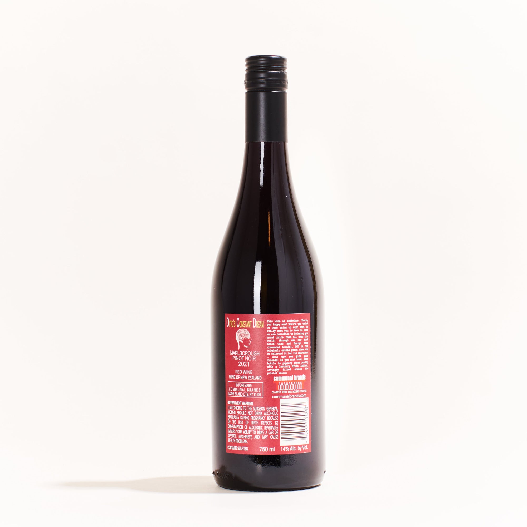 Hunter's Estate OCD Pinot Noir Pinot Noir natural red wine Marlborough New Zealand back label