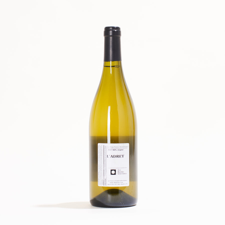 Les Deux Terres L'Adret Viognier natural white wine Ardeche France back label