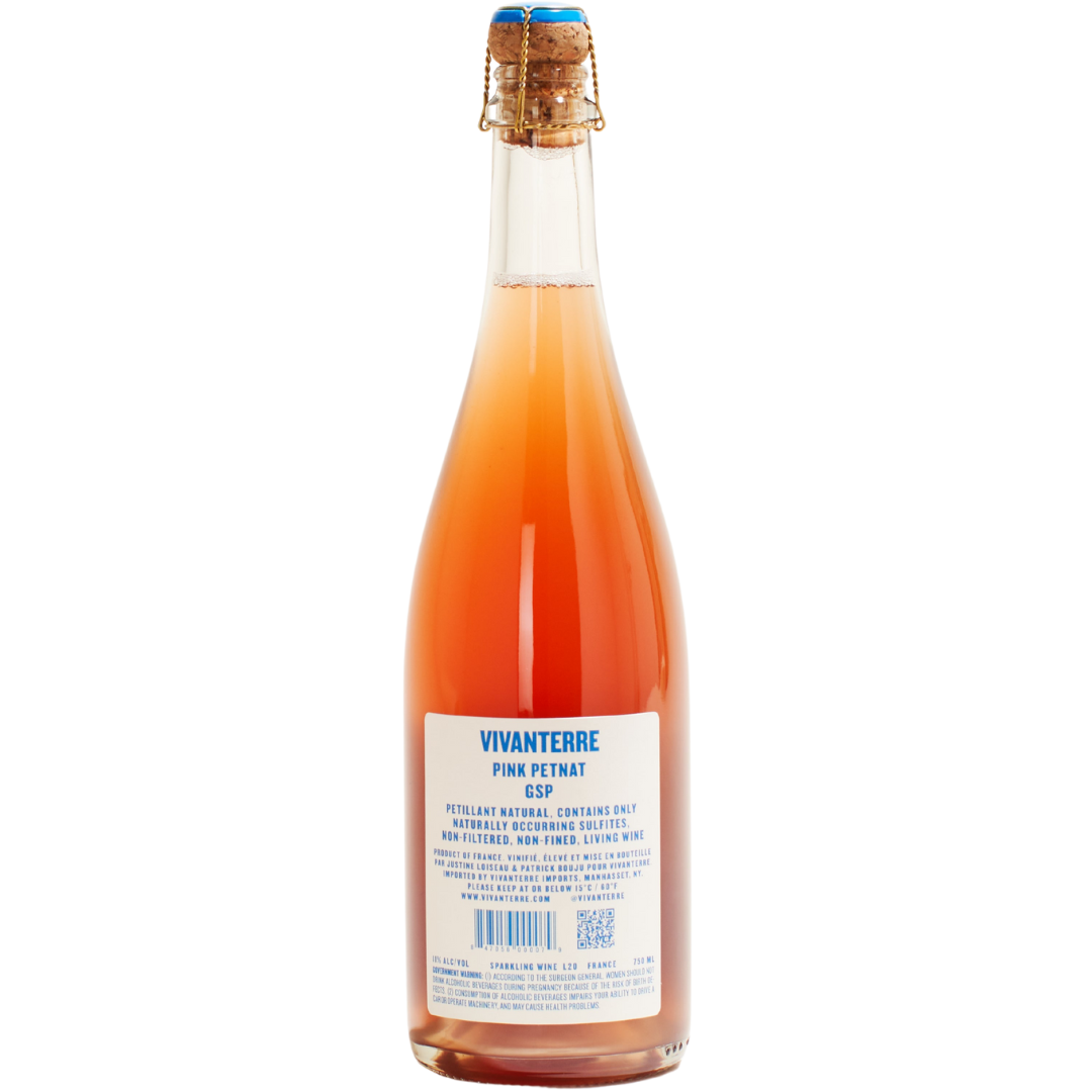 Pink Pet-Nat Vivanterre natural rose sparkling wine Auvergne France back