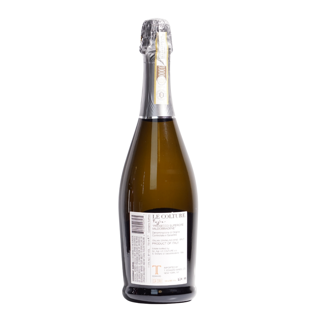 Prosecco di Valdobbiadene Brut DOCG Fagher by Le Colture natural white wine from Veneto Treviso Italy
