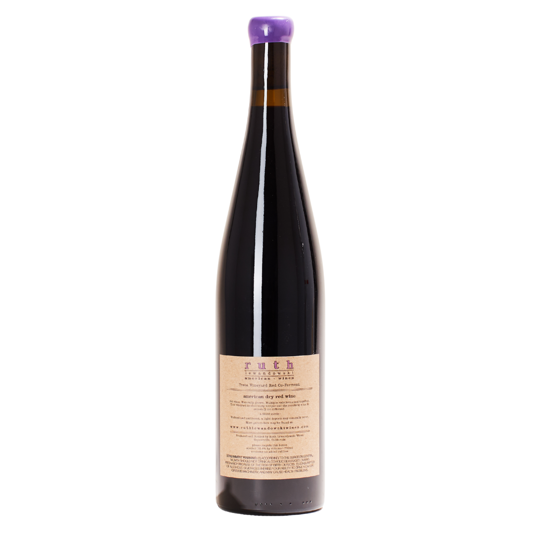 Ruth Lewandowski Boaz Red Cabernet Sauvignon, Grenache, Carignan. natural red wine California United States back label