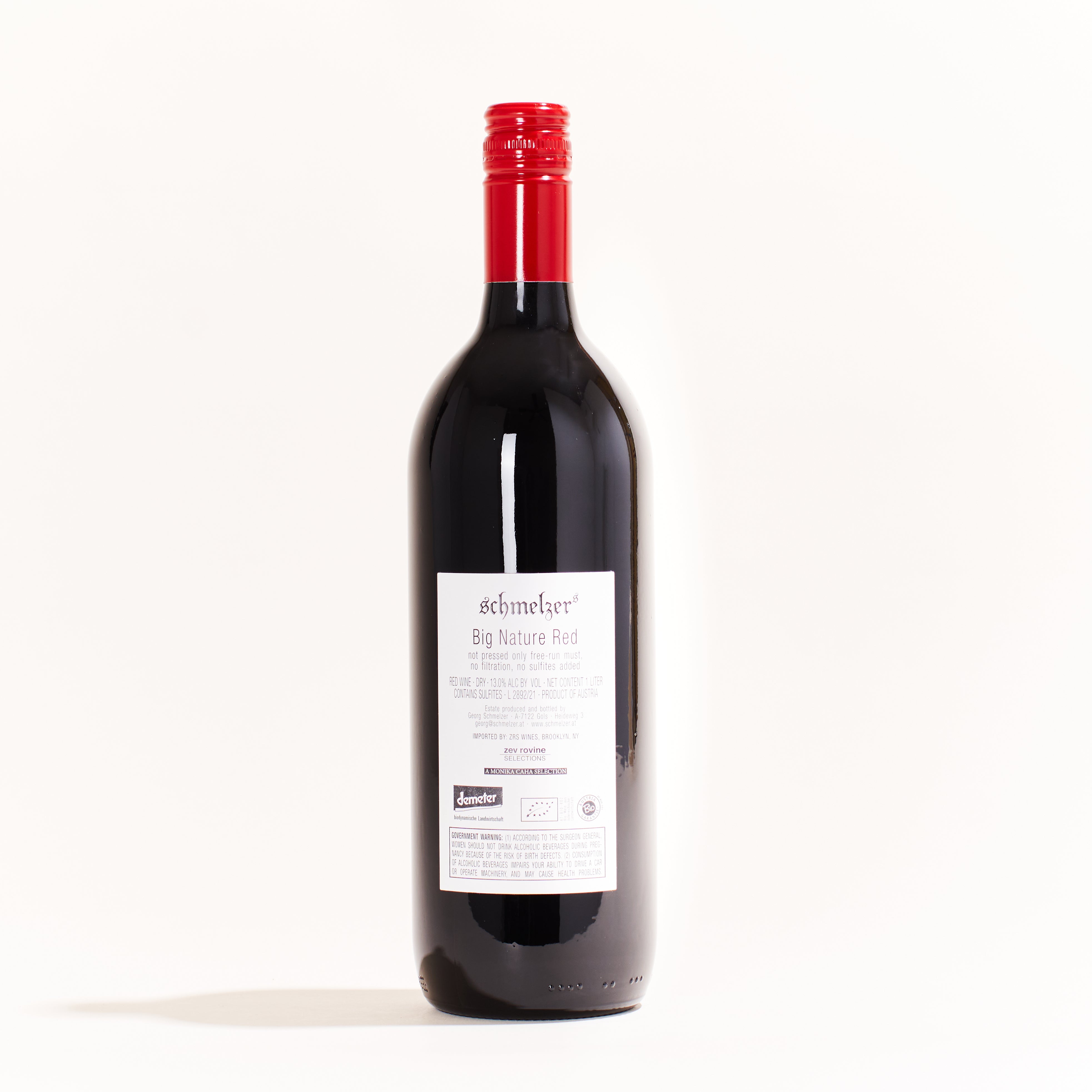 Schmelzer`s Weingut Big Nature Blaufränkisch, Merlot natural red wine Burgenland Austria back label