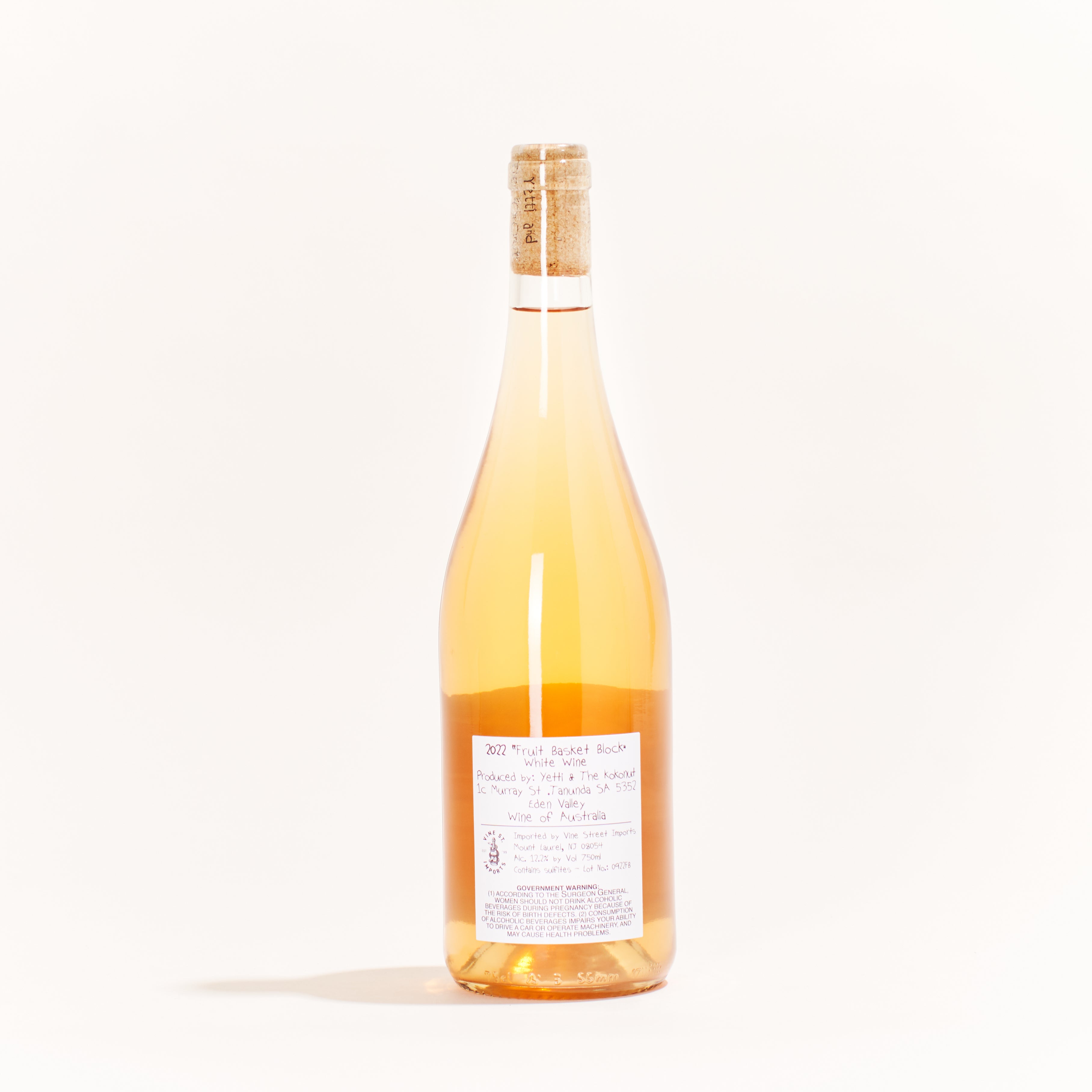 Yeti &amp; the Kokonut Fruit Basket  Muscat Blanc natural sparkling wine, Rosé Eden Valley Australia back label