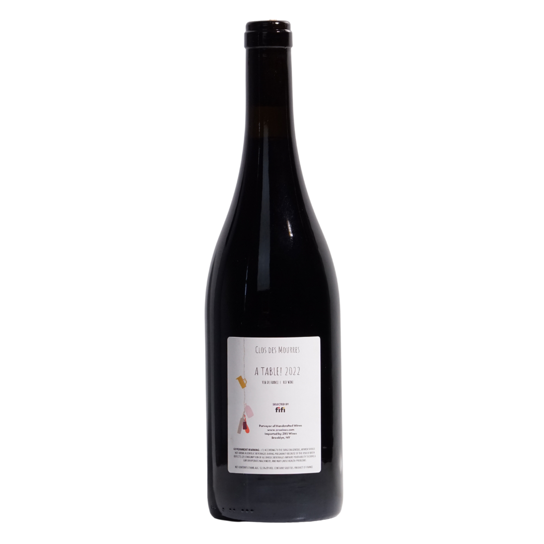 A Table! VDF Red Clos des Mourres natural red wine Vin de France France back