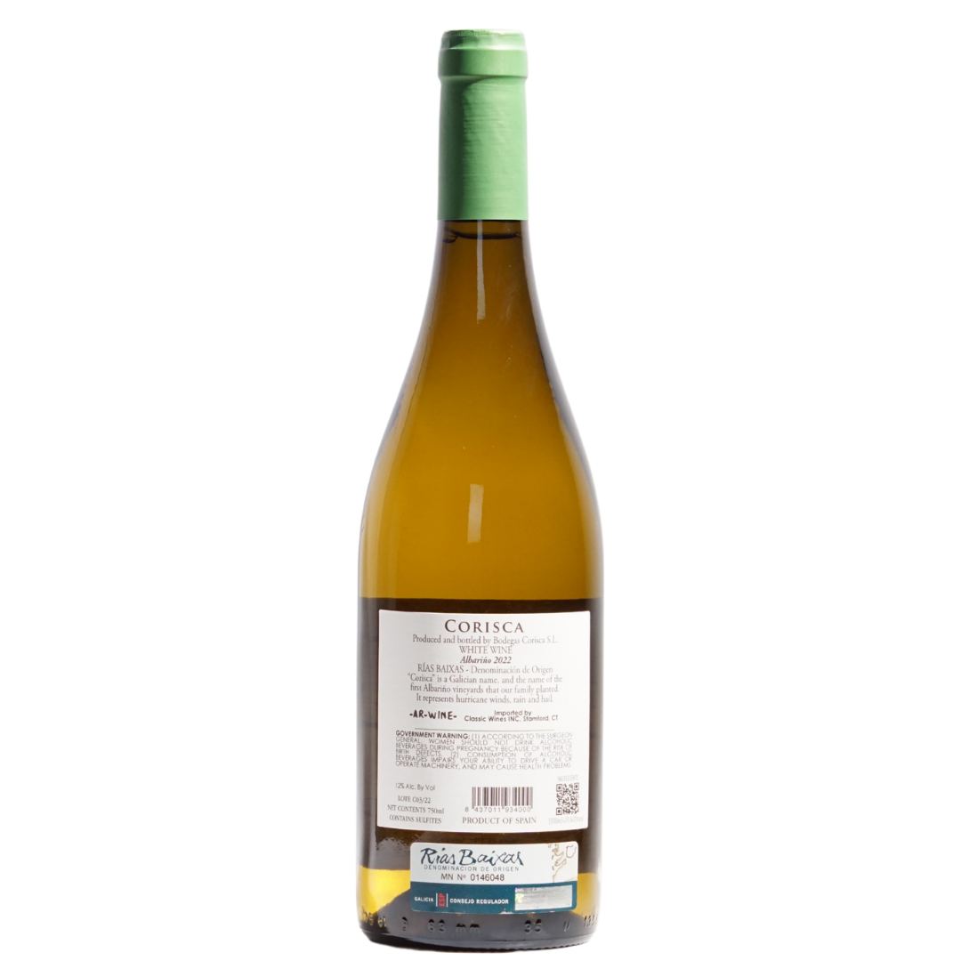 Albarino Bodega Corisca Natural White Wine Rias Baixas Spain Back