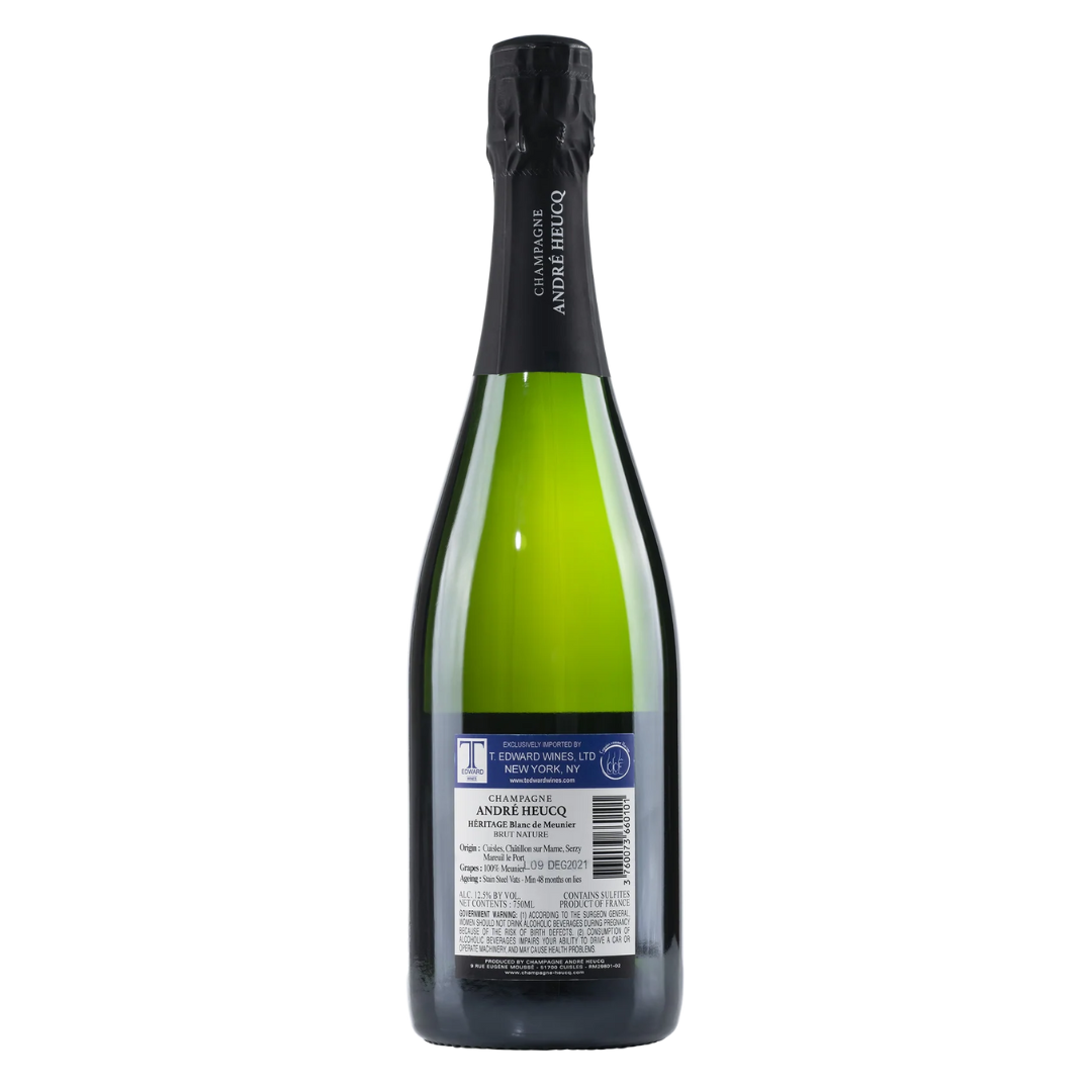blanc de meunier brut nature nv andré heucq natural white wine champagne france back