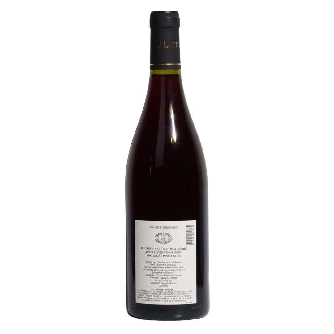 bourgogne cotes d auxerre pinot noir domaine bersan natural red france back