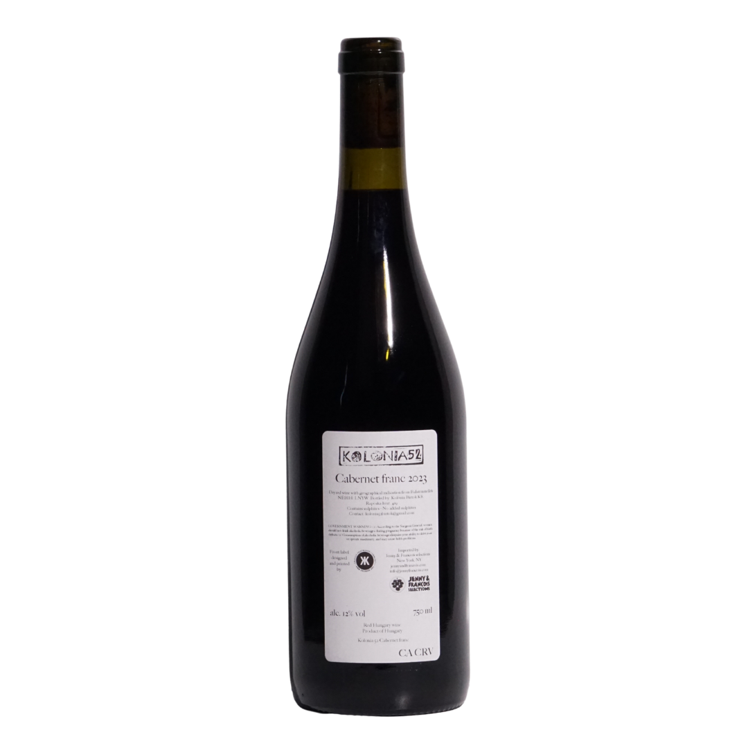 Cabernet Franc 2023 by Kolonia 52 natural red wine from Balaton Hungary made from Cabernet Franc grapes fresh elegant Hungarian red wine