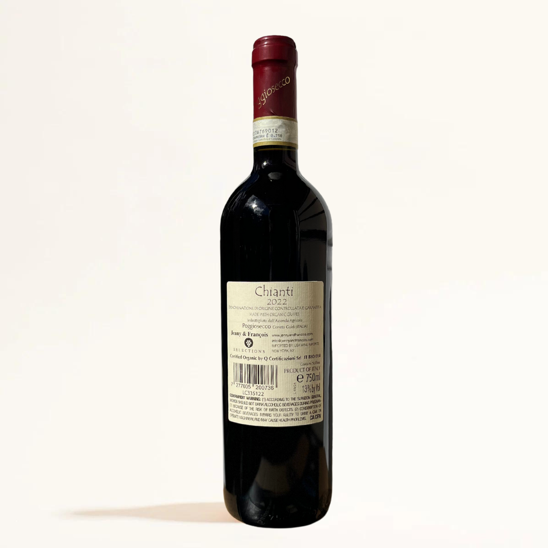 chianti poggiosecco natural red wine chianti italy back