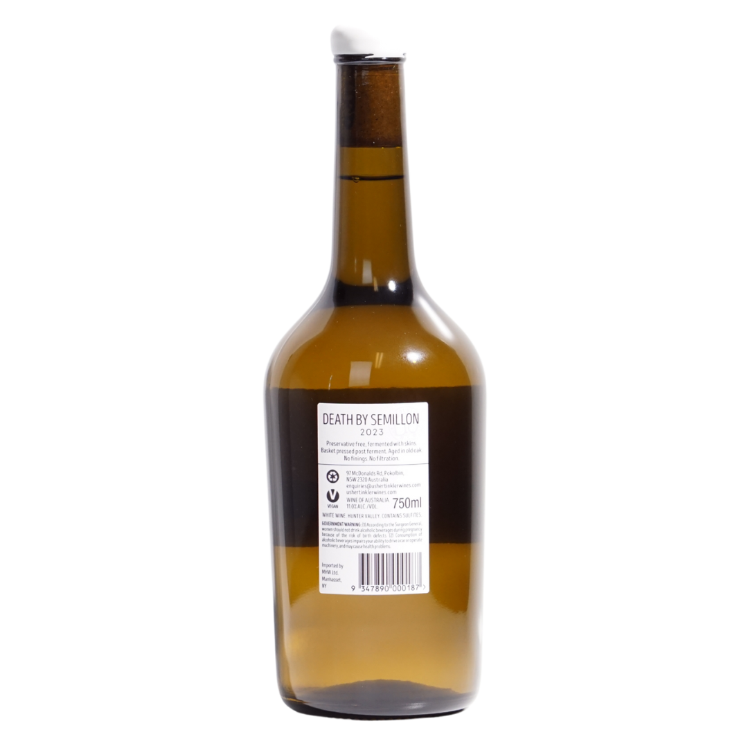 Death by Semillon by Usher Tinkler, natural orange wine from Hunter Valley, Australia.