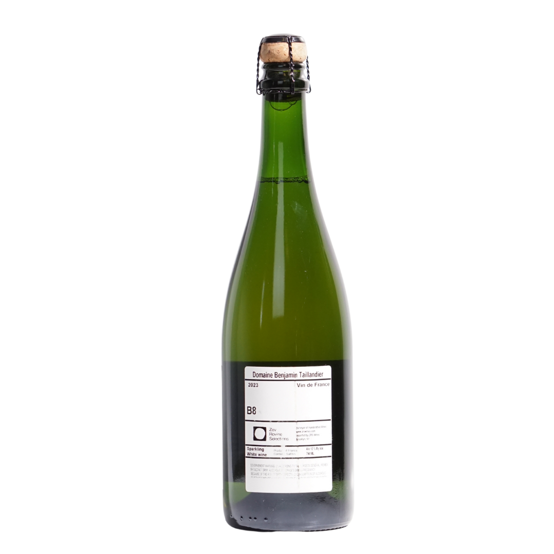 B8 VDF Mousseux by Domaine Benjamin Taillandier natural sparkling white wine from Minervois Languedoc France Muscat d’Alexandrie
