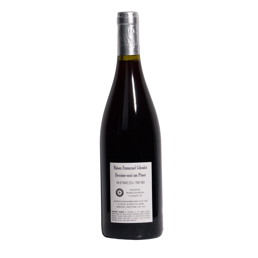 Dessine-Moi Un Pinot, by Domaine Emmanuel Giboulot, a natural red wine from Languedoc, France made with Pinot Noir. Light and expressive with a fresh, easy-drinking profile.