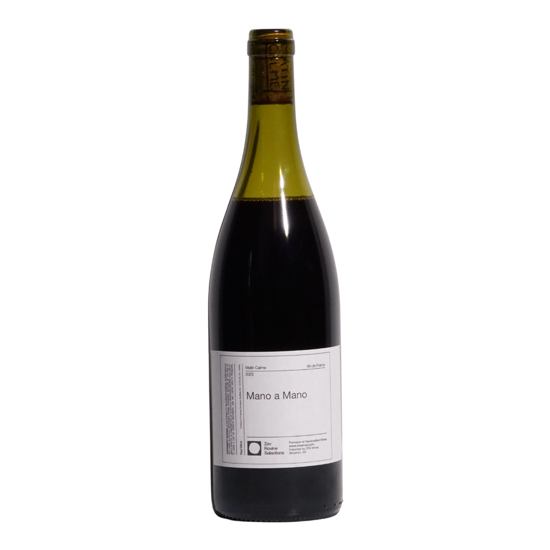 Mano a Mano VDF Red 2023 by Matin Calme, natural red wine from Languedoc-Roussillon France made from Grenache and Carignan