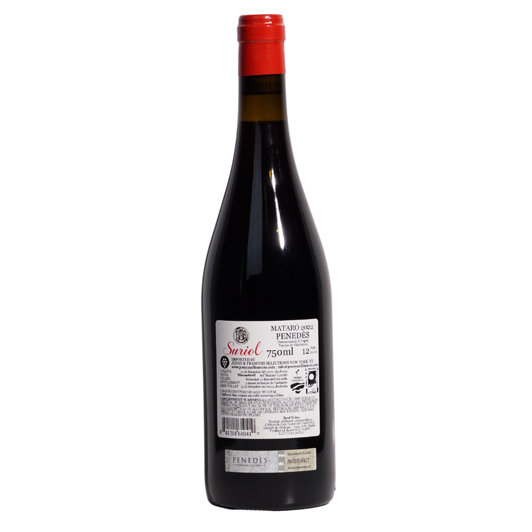 mataro 2022 suriol penedes natural red spain back