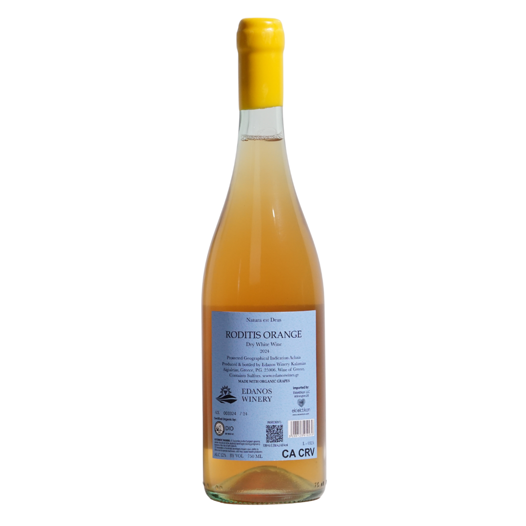 Natura Est Deus Roditis Edanos natural white wine Attica Greece back