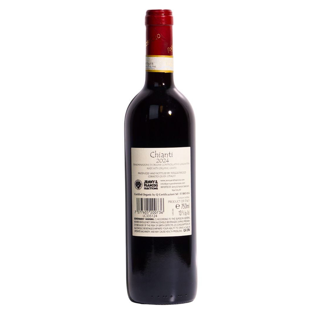 poggiosecco 2024 chianti natural red italy back