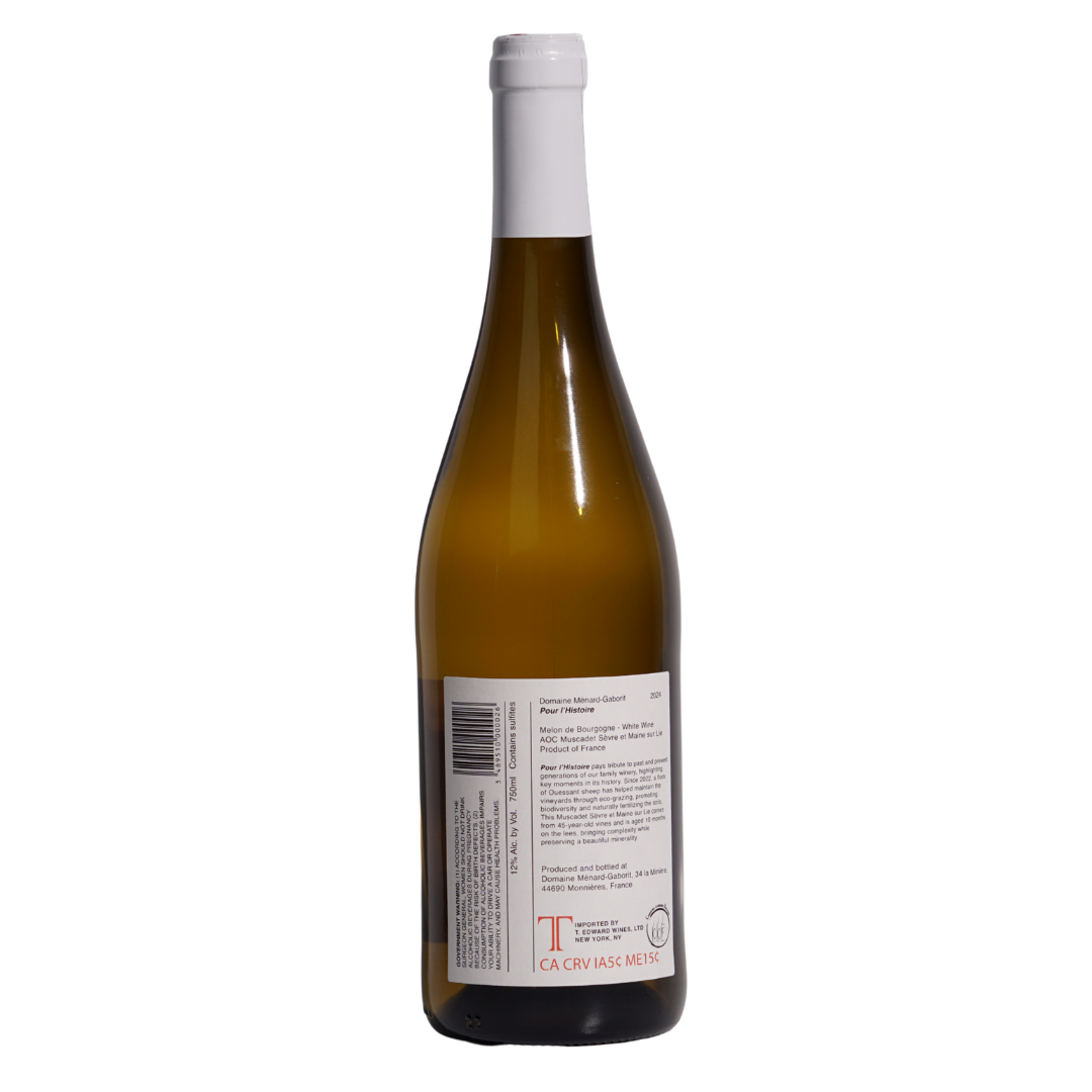 pour lhistoire sevre et maine sur lie 2024 menard gaborit natural white franc back