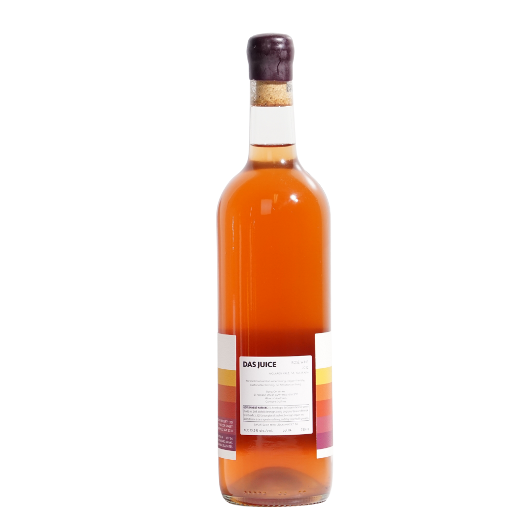 Rosé by Das Juice natural rosé wine from South Australia Cabernet Franc Sauvignon Blanc Tempranillo
