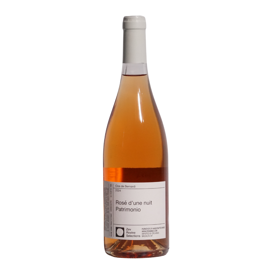 Rosé de Une Nuit Patrimonio Rosé 2024 by Clos De Bernardi natural rosé wine from Corsica France made from Nielluciu grapes fresh Mediterranean rosé