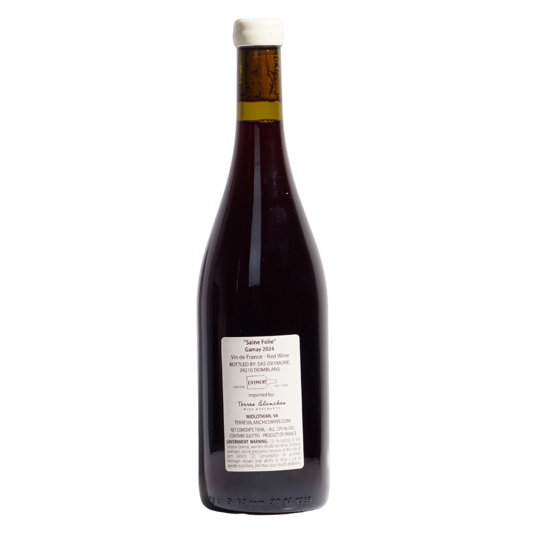 Saine Folie Gamay VDF Oxymore Natural Red Wine Jura France