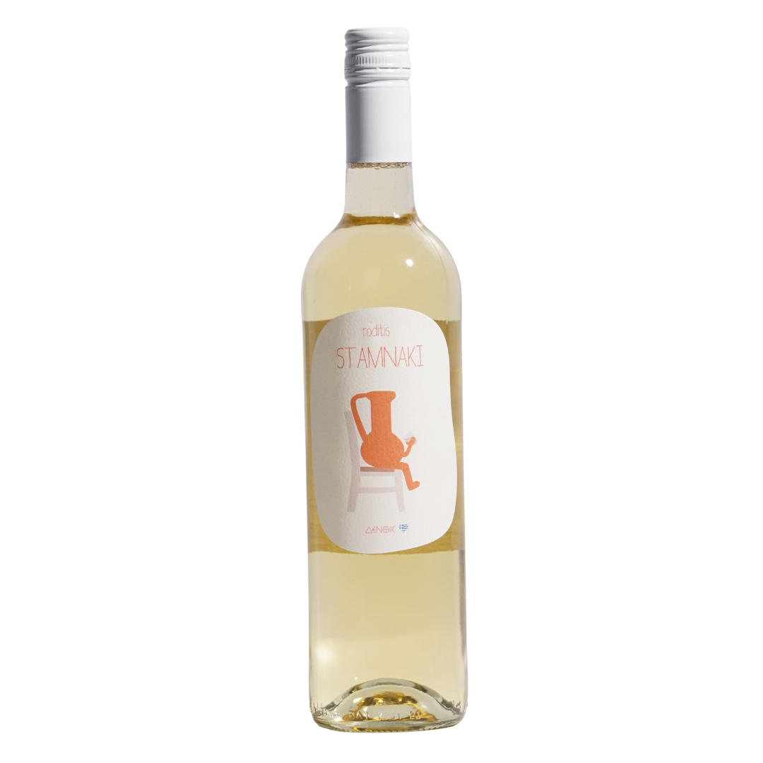 Stamnaki Roditis Denthis natural white wine Attica Greece front