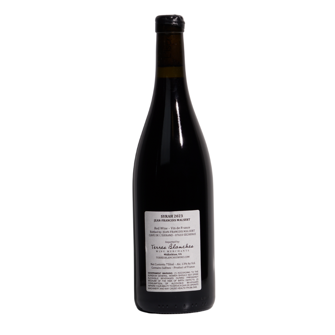 syrah vdf rouge jean francois malsert natural Red wine Northern Rhône France back