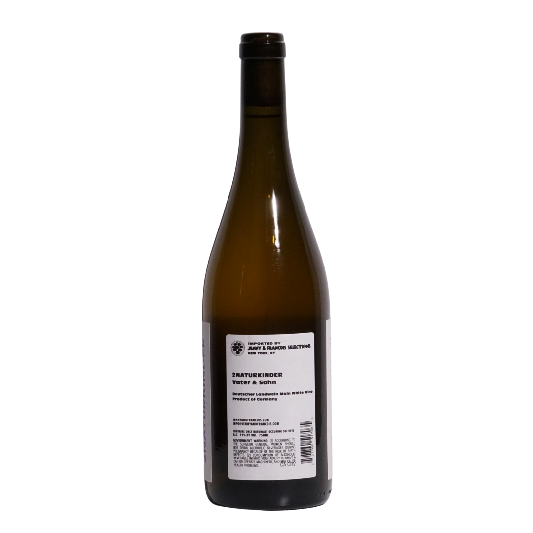 Vater & Sohn NV by 2Naturkinder natural white wine from Franken Germany made from Müller-Thurgau Silvaner and Riesling grapes fresh biodynamic German white blend