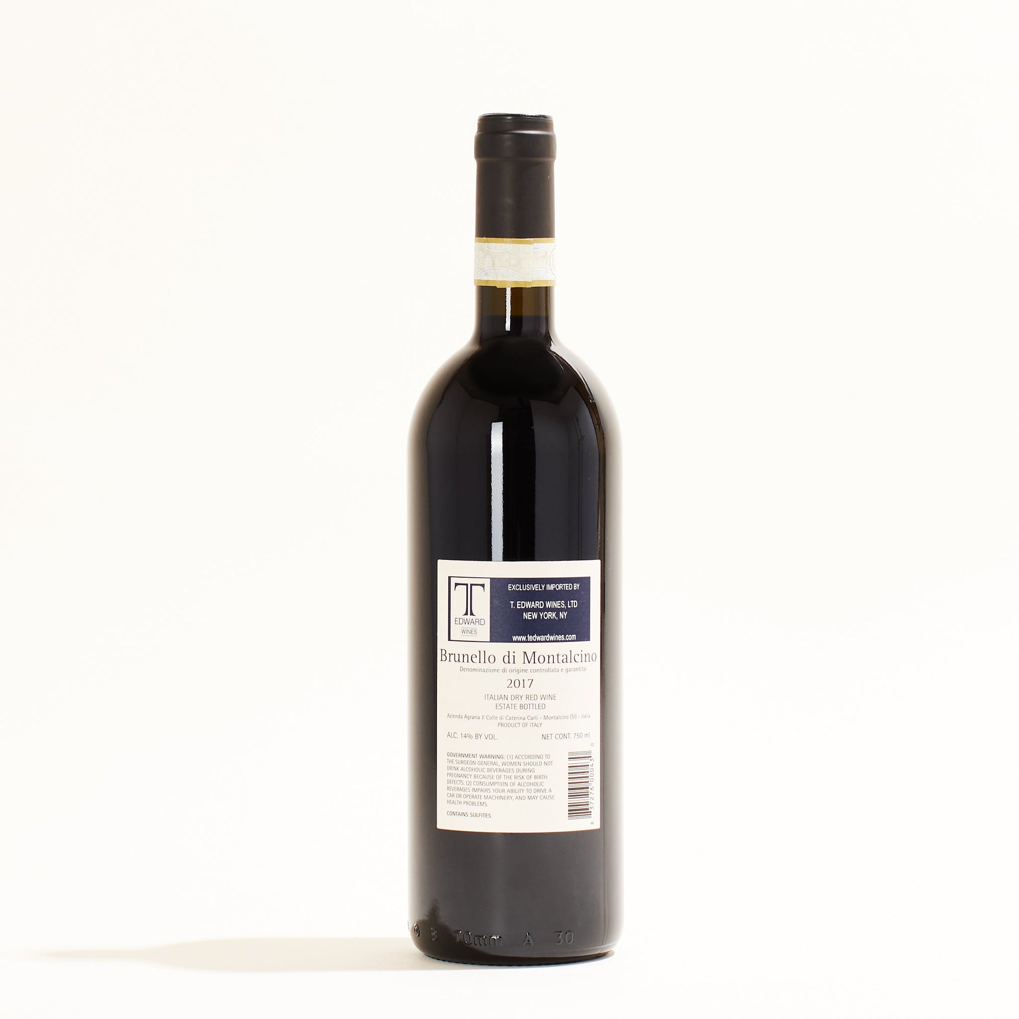 Brunello di Montelcino Il Colle natural red wine Tuscany Italy back