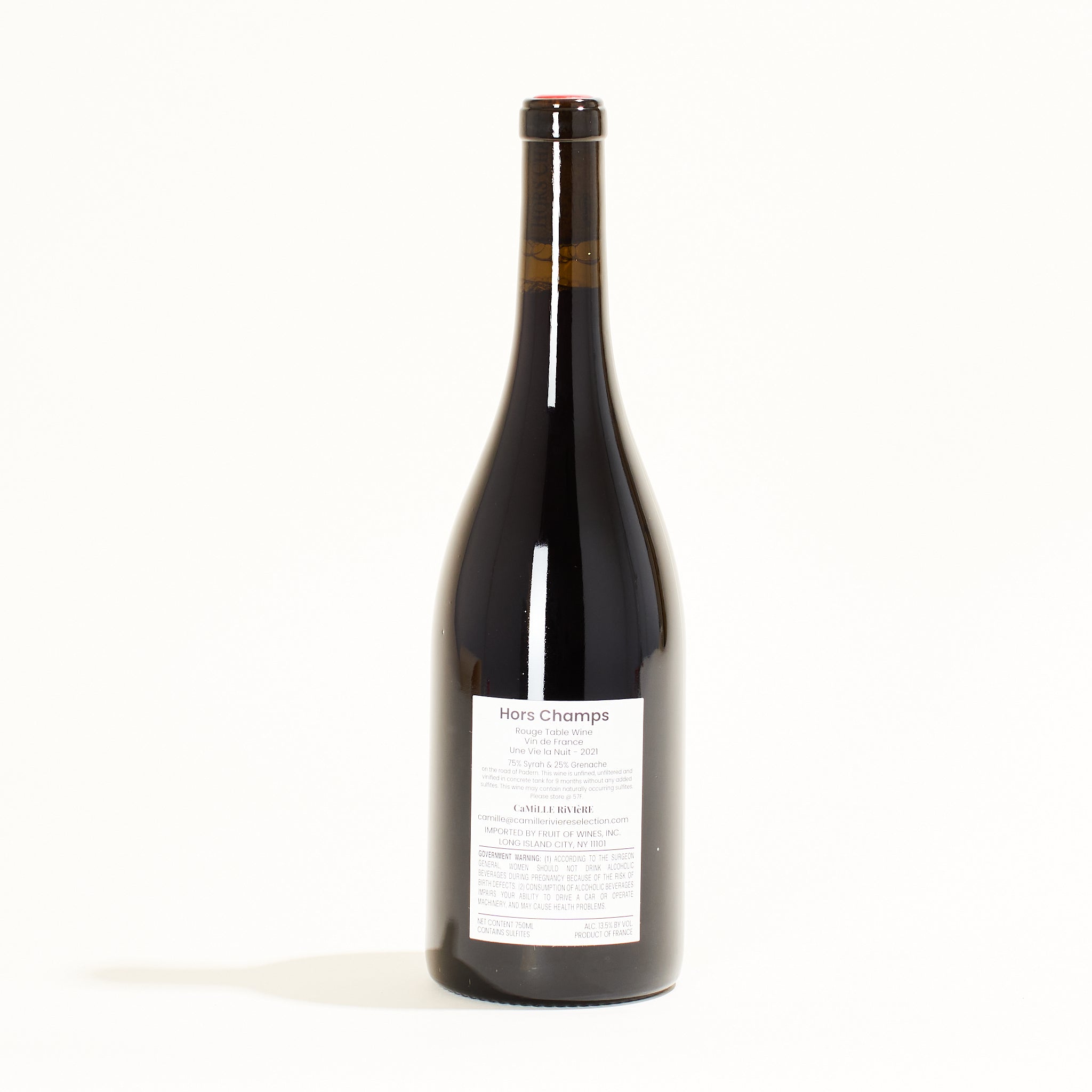 Domaine Hors Champ Une Vie la Nuit Syrah natural red wine Languedoc-Roussillon France back label