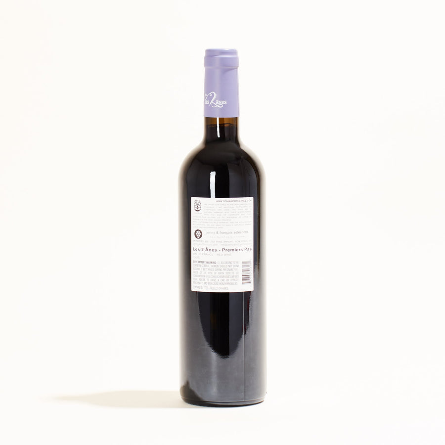 Domaine des 2 Anes Premiers Pas natural red wine Corbières France back label