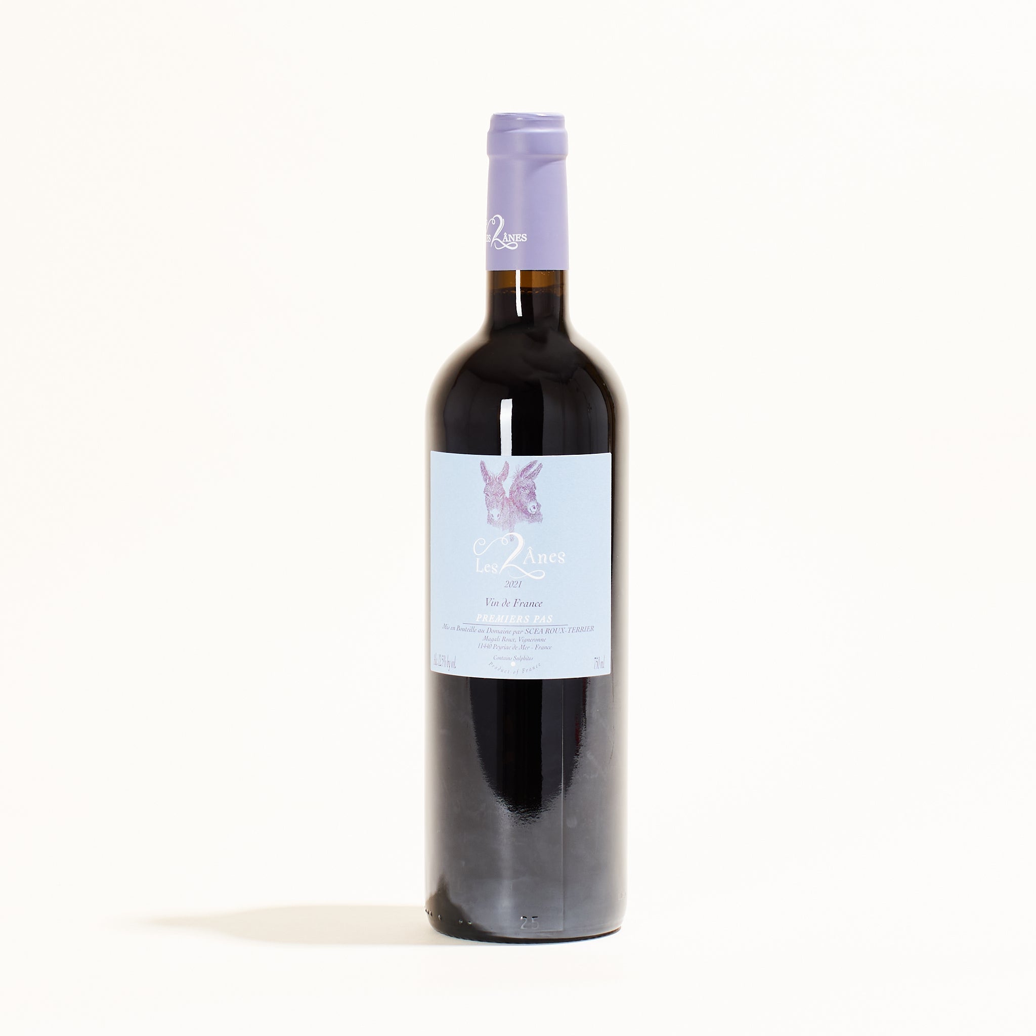 Domaine des 2 Anes Premiers Pas natural red wine Corbières France front label