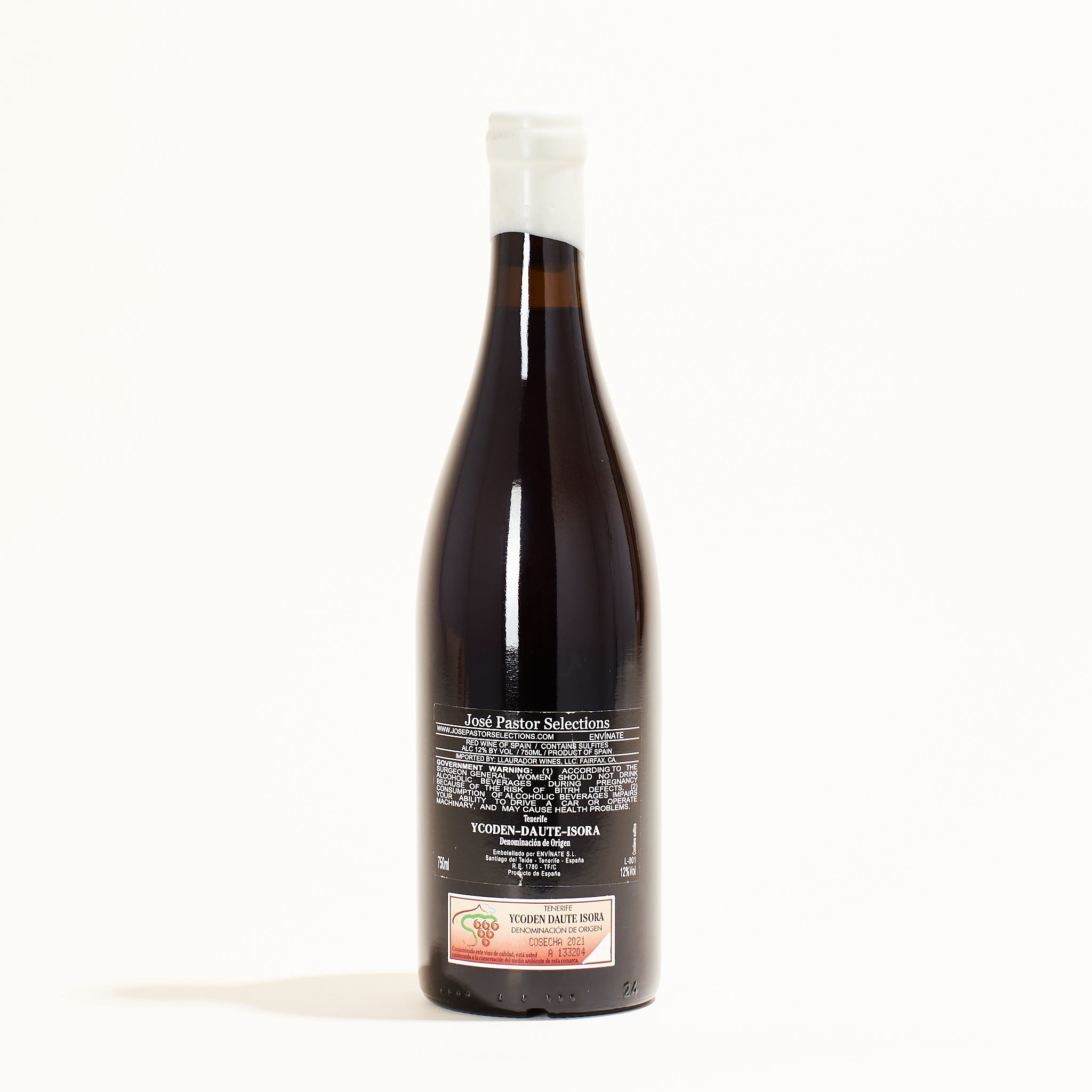 Envínate Benje natural red wine Canary Islands Spain back label