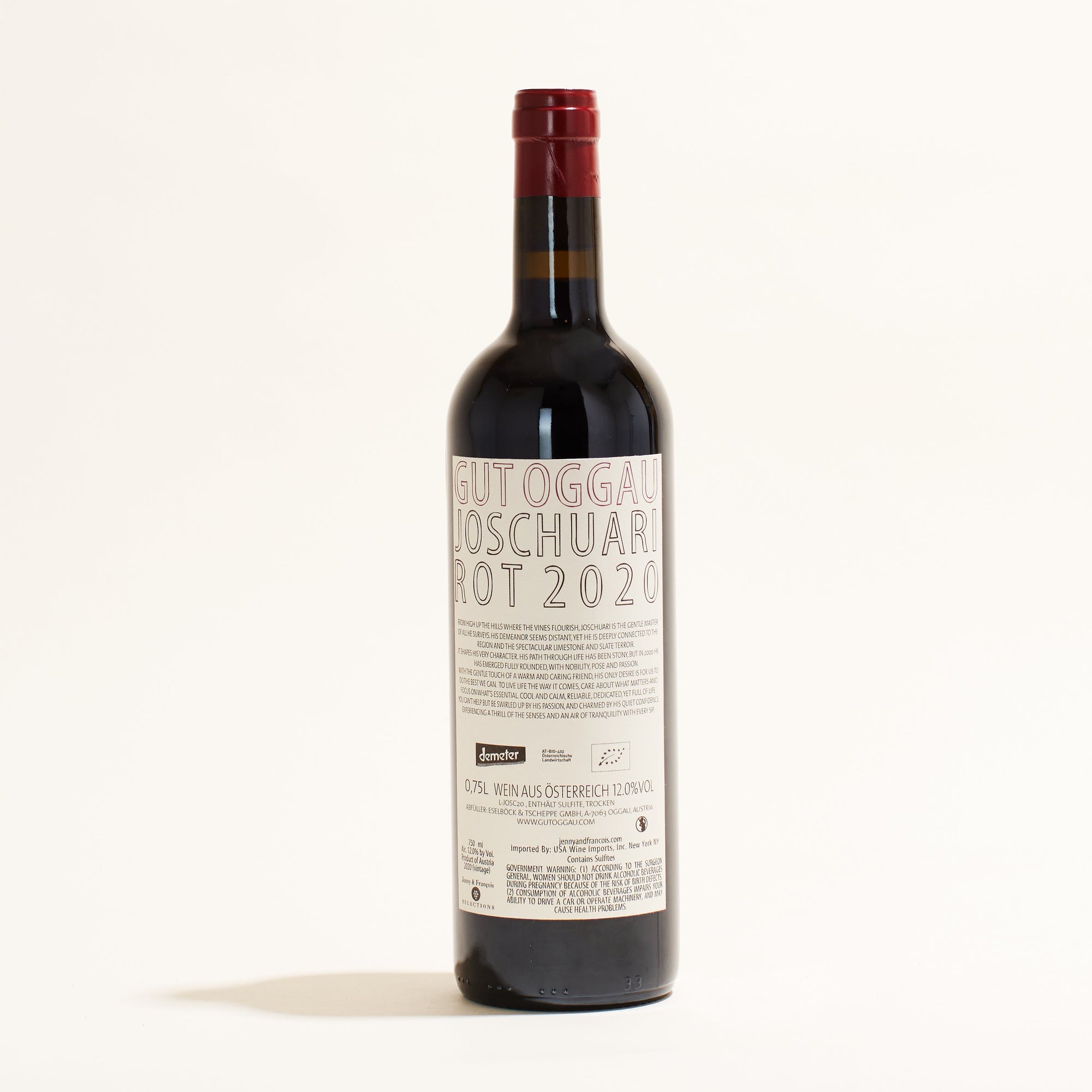 Joschuari Gut Oggau natural red wine Burgenland Austria back