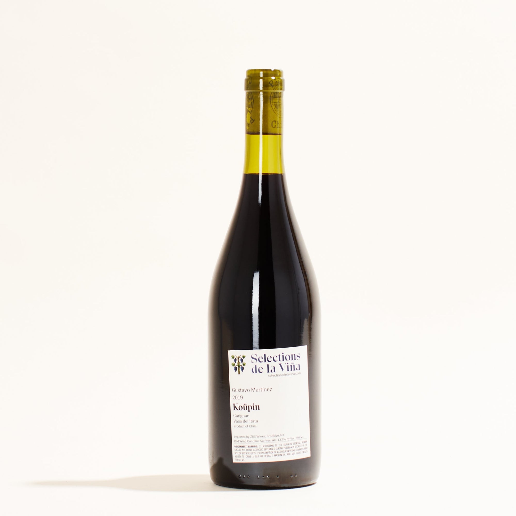 Koupin Carignan Valle del Itata Red   Gustavo Martinez  natural red wine Itata Valley Chile back