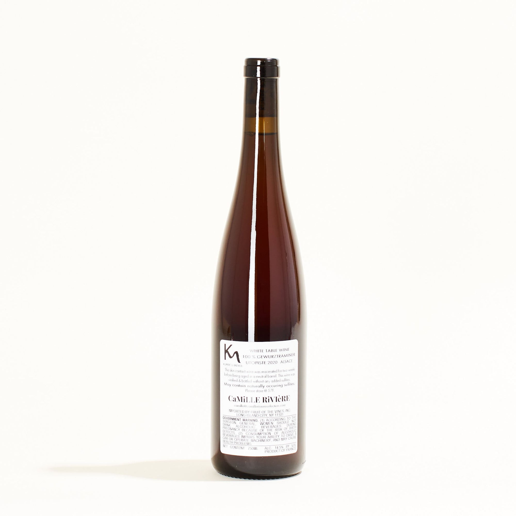 Kumpf et Meyer Utopiste&#39; Gewurtztraminer Maceration Gewürztraminer natural orange wine Alsace France back