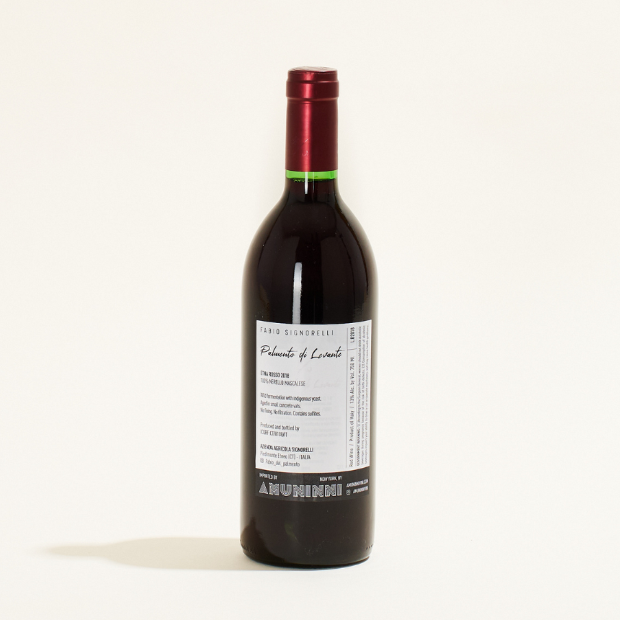 Palmento di Levante Fabio Signorelli Natural red wine Sicily Italy back