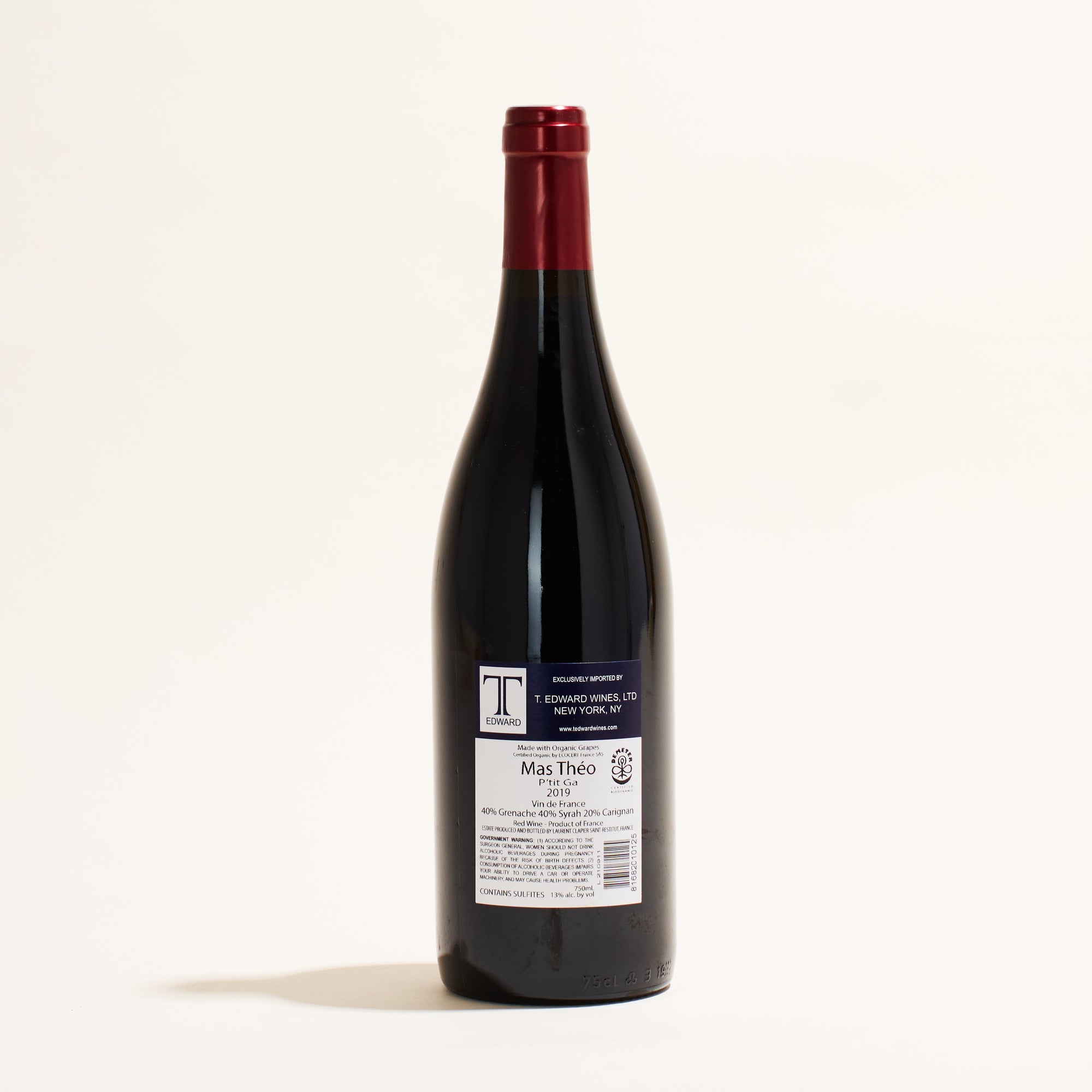 P’tit Gaby Mas Theo natural red wine Rhone Valley France back