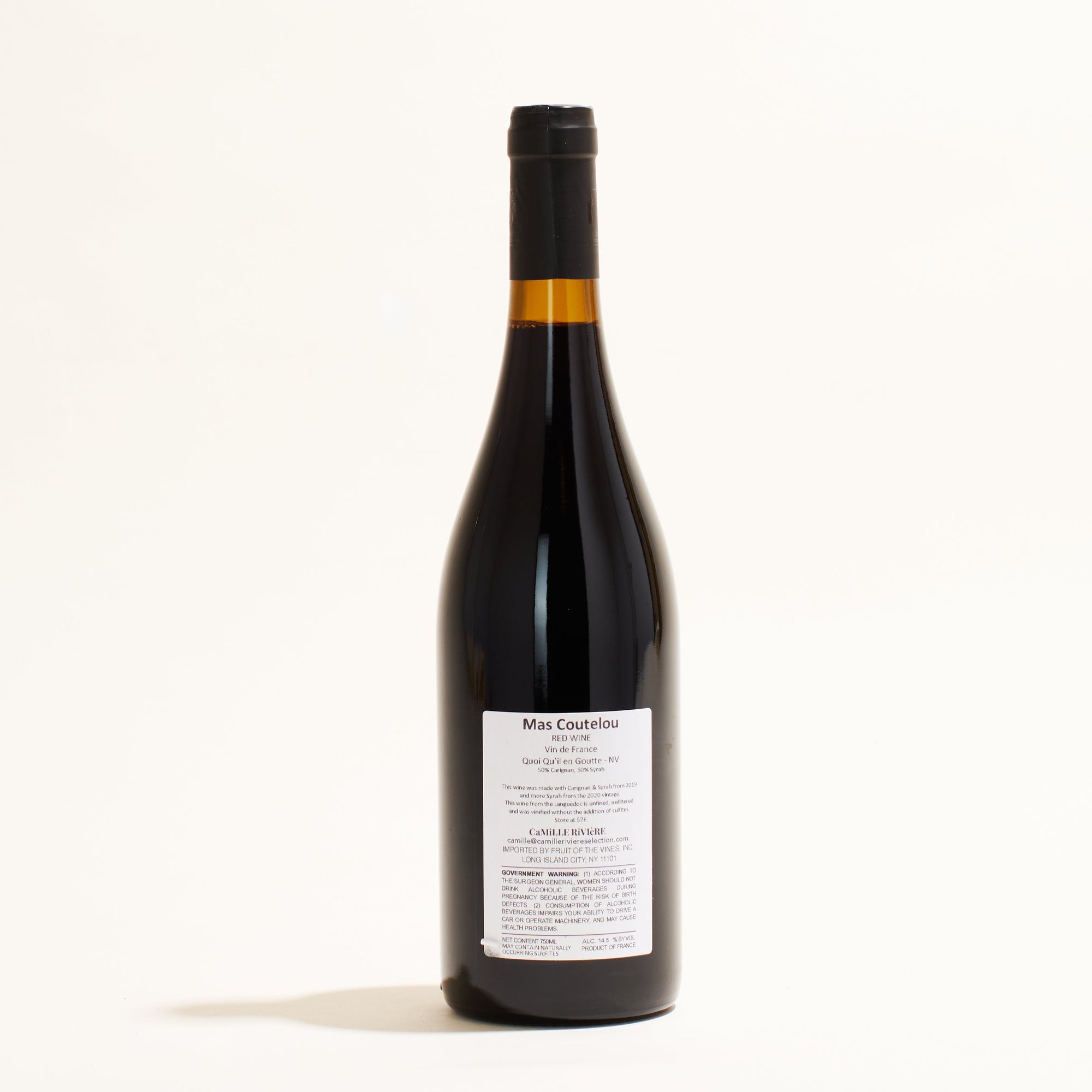 Quoi Qu'il En Goute Jean François Coutelou natural red wine Languedoc France back